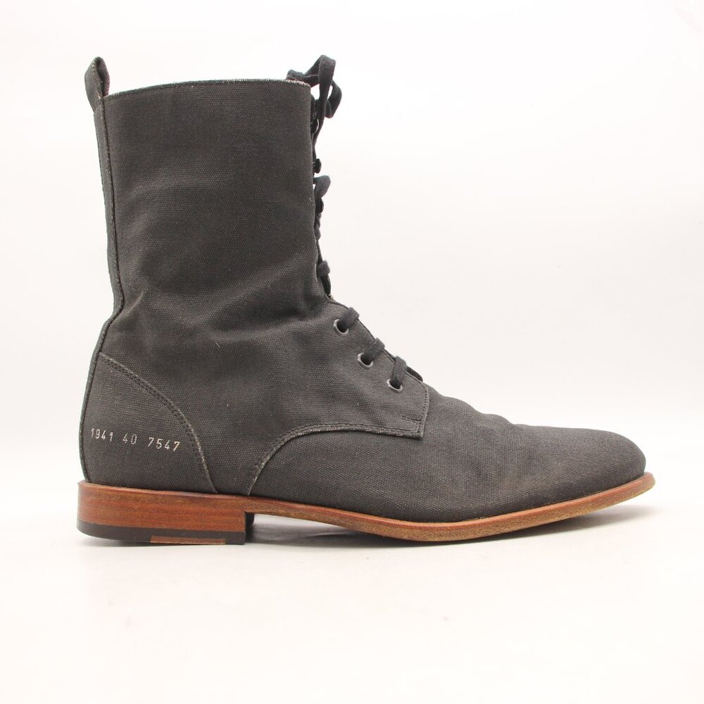 Common Projects Combat Boots Black Canvas Men's Size EU 40  Lace Up Italy